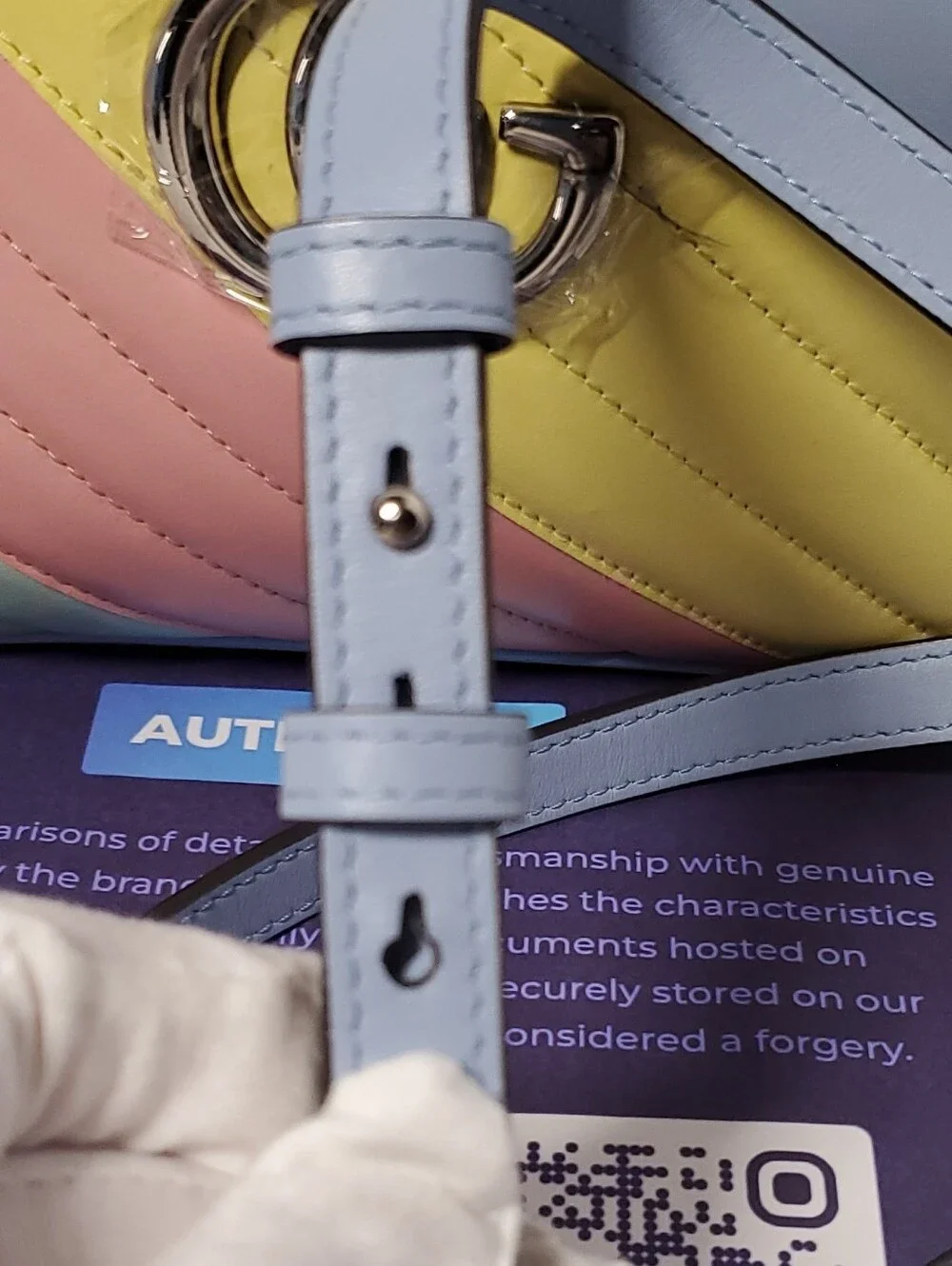 Gucci Marmont Quilted Camera Pastel Stripe Camera Bag -Blue, Pink, Yellow & Mint - Picture 4 of 12